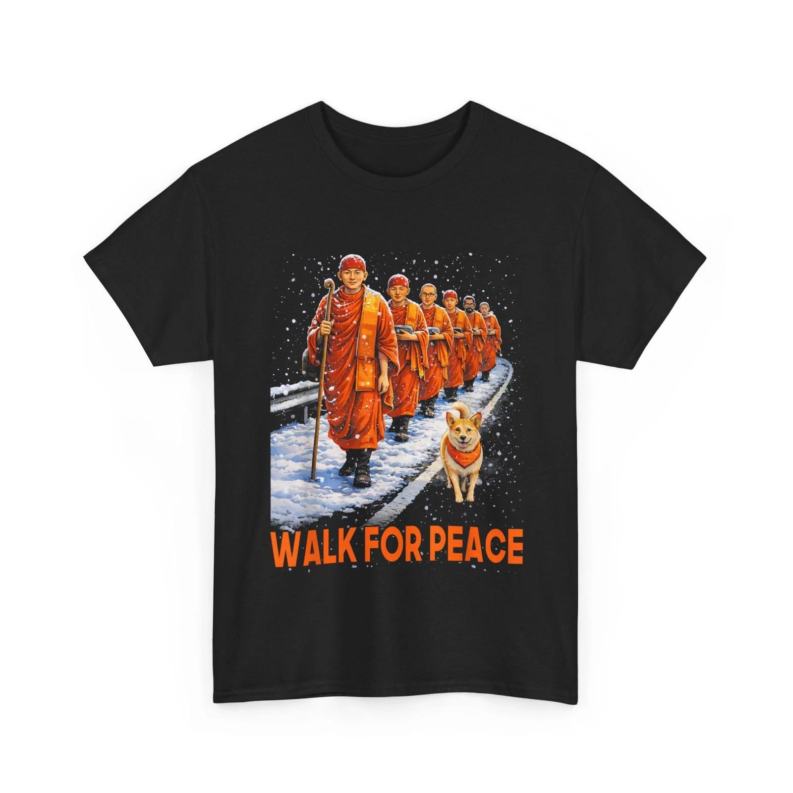 Walk for Peace 2026 Shirt, Monks with Aloka Dog Peace Women Men Shirt L