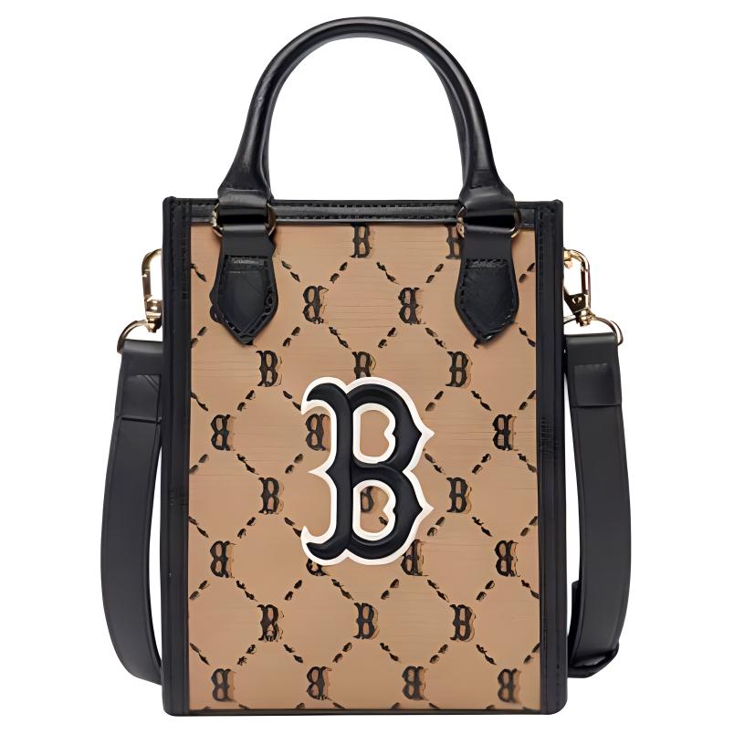 New MLB Polyester Tote Bag, Shopping Bag, Handbag, Shoulder Bag, Crossbody Bag Mini Women's Khaki 7ACRM062N-43BGS