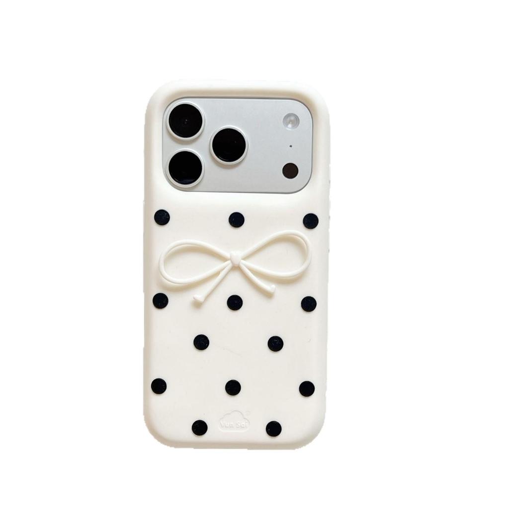Polka Dot Bow Knot Silicone Case for iPhone 17/16 Pro Max