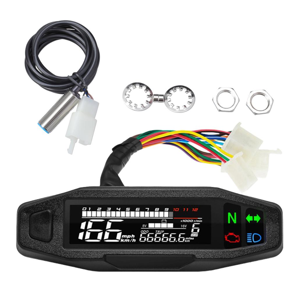 Motorcycle Speedometer Oil Gauge Tachometer Universally Digital Meters Instrument Cluster with Turn Signal Indicators