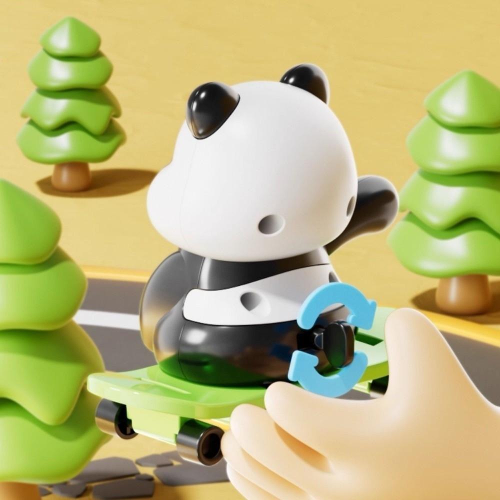 Plastic Funny Panda Toy Skateboarding Action Sports Panda Ornament Novelty Mechanical Toy Children