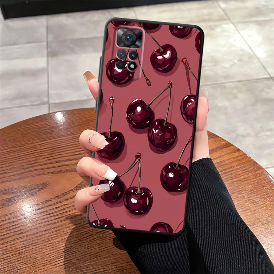 Case for Xiaomi Redmi Note 10S 9S 10 9 13 Pro Plus 11 12 Pro 14 7 8 11s 12s Funda Phone Cover Cherry Pattern