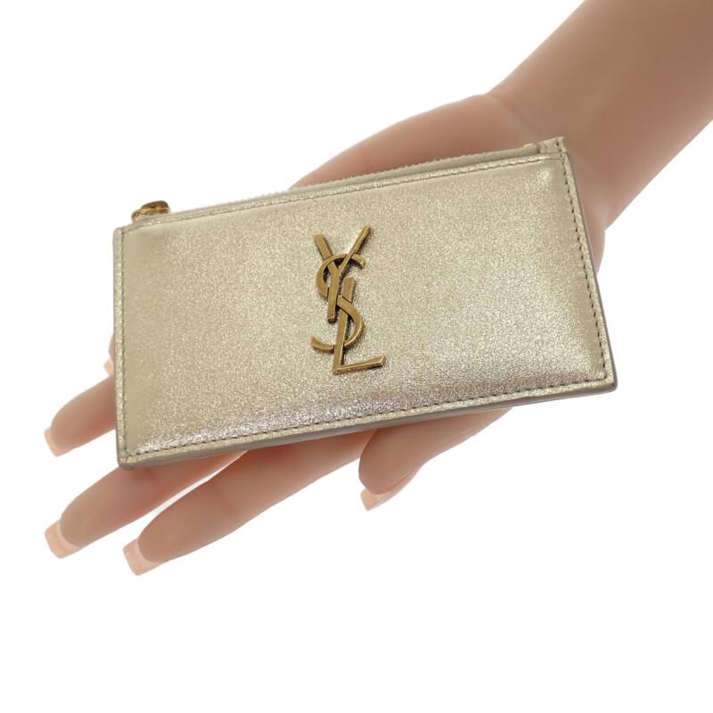 Saint Laurent 611558 Kartlık altın rengi deri Kadın