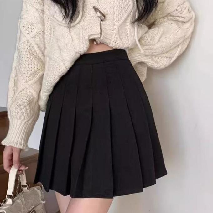 Übergröße Retro Woll Karo Faltenrock - Amerikanischer & Koreanischer Stil