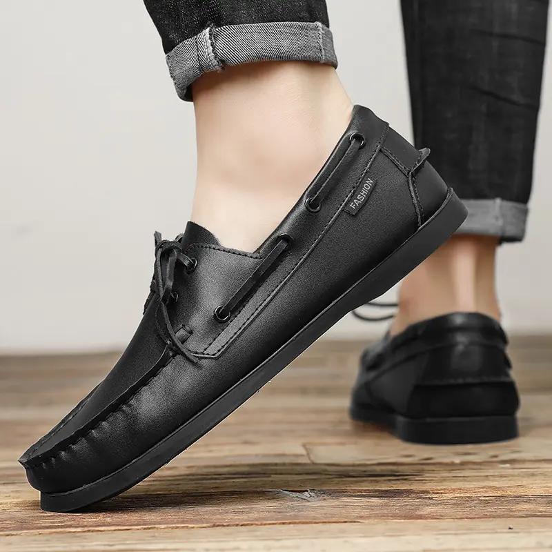 Fashion genuine Leather Casual Shoes for Men Summer Loafers Driving Shoes Slip on Mens Moccasins Brand Luxury Men Dress Business Shoes