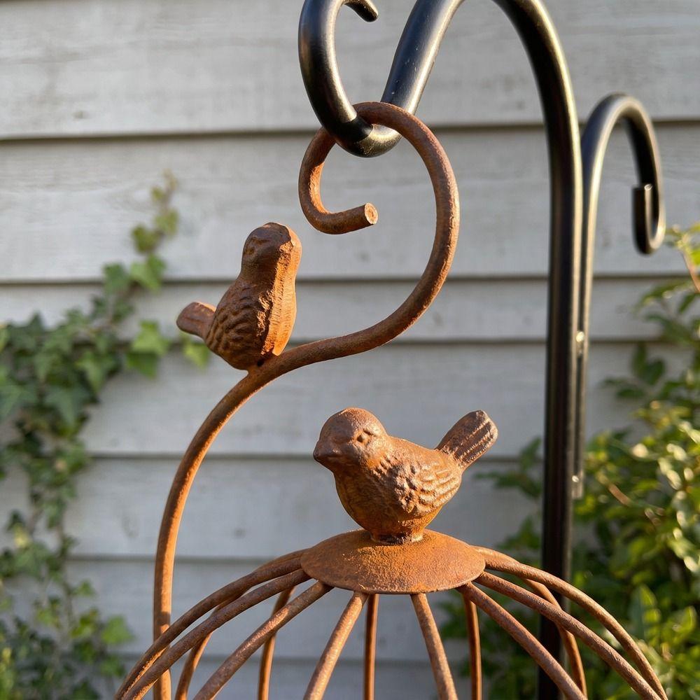 Large Capacity Bird Feeding Station Bird Cage Shape Bird Food Container Bird Rest Station Garden