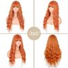 MERISIHAIR Dlouhá paruka s ofinou Vodní vlnitá oranžová paruka Paruka ze syntetického vlákna Dámská dlouhá paruka Cosplay/Denní/Paruka na párty