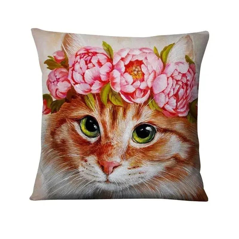 Cat Pattern Decorative Pillowcase Cushion Pillowcase Bedding Decor