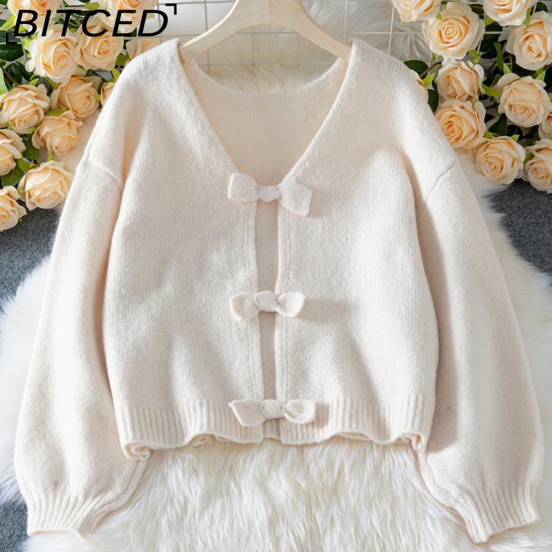 

BITCED Fall/Winter Bow-Tie Women s Knit Sweater Sexy Backless Loose-Fit Knit Top XL белый