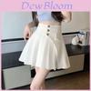 Summer High Waist Cotton Blend Asymmetric Pleated Skirt For Women