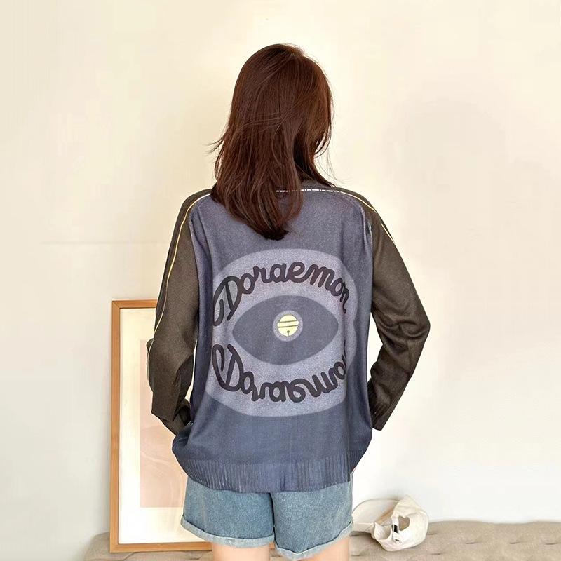 Korean Style Rhinestone Bell Print Knit Sweater for Women - Plus Size, Slimming, 2026 Autumn/Winter Collection