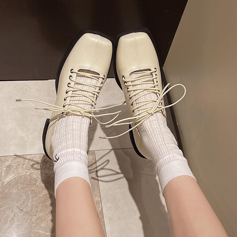 Fashion 2025 Women's Soft Leather High Heel Pumps Girls Fashion Style Hollow Lace-up Shoes Shallow Mouth Female Sandals Plus Size Shoes