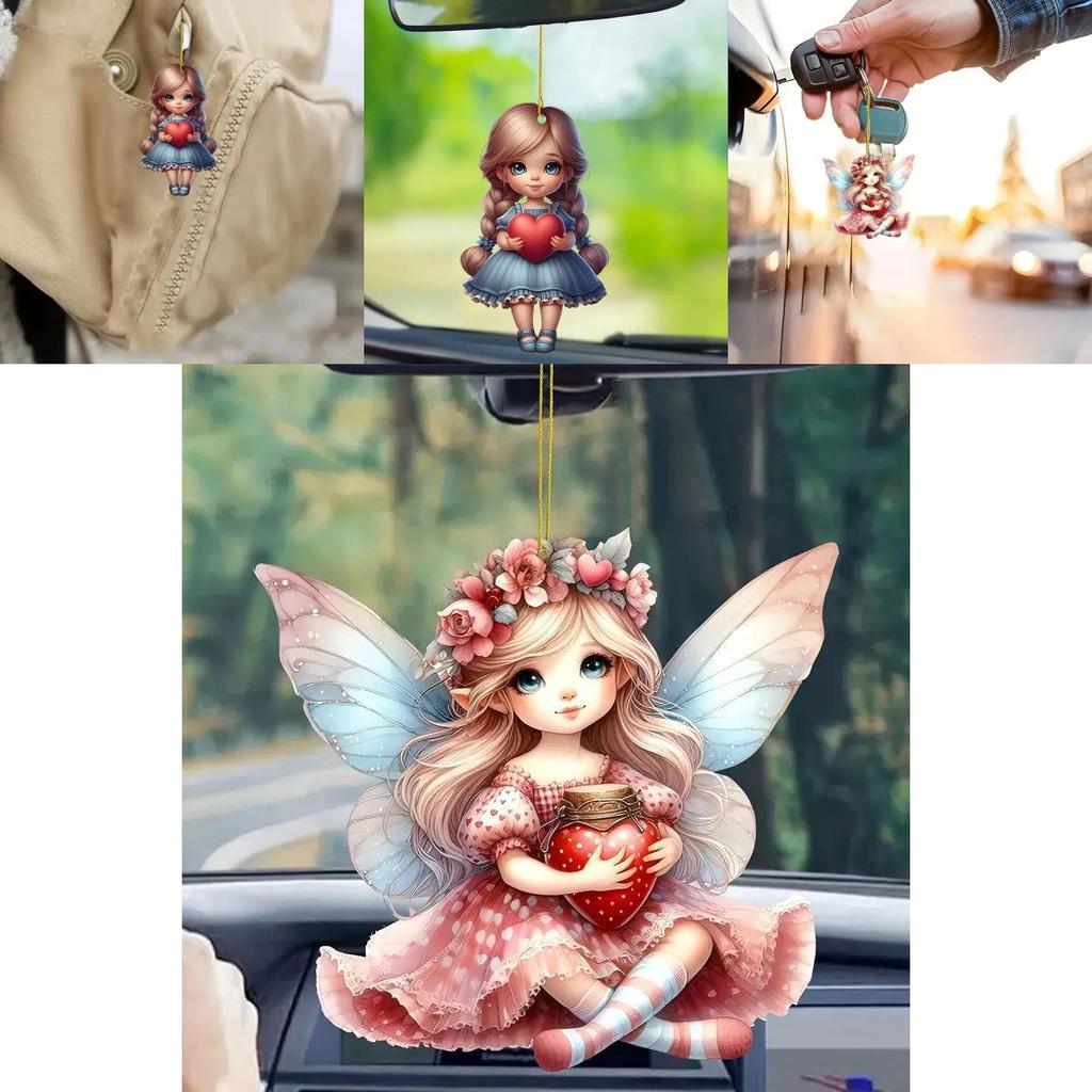 Unique Acrylic Car Pendant Charming Cartoon Design Versatile Home Decor Accessory