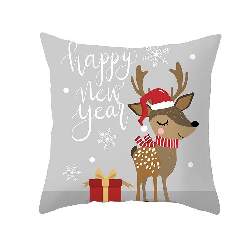 Cartoon Christmas Peach Skin Pillow Cover New Sofa Cushion Cover Square Cushion Pillow Cover