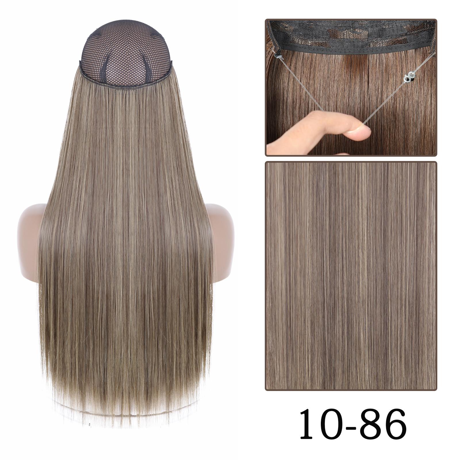 

MERISIHAIR длинные прямые синтетические волосы для наращивания без зажимов, коричневые, блонд, натуральные невидимые проволочные волосы для женщин 55CM