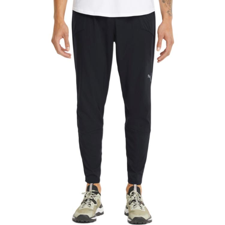 Puma Solid Color Logo Running Fitness Pants Men Bottoms Black 521404-01