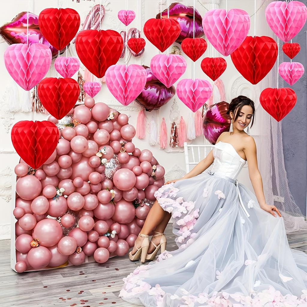 1-15 Stück Liebe Wabenball Hängende Dekoration Valentinstag Party Hängend Hochzeitsszene Layout Einkaufszentrum Hotel Wanddekor