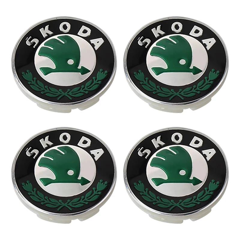 4Pcs 56mm Car Wheel Center Caps Hub Cap Covers Emblem Styling For Skoda Octavia Kodiaq Fabia Rapid Superb A5 A7 2 Kamiq Karoq