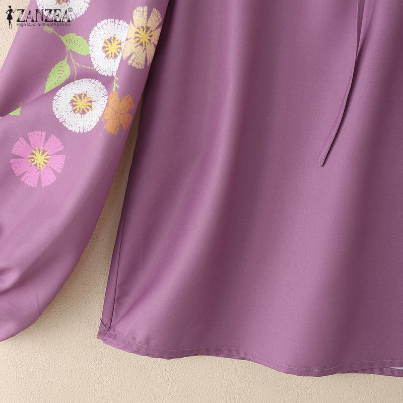 ZANZEA Women Floral Print Long Sleeve Round Neck Casual Blouse