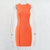 2026 European & American Style Women's Summer Sleeveless Round-Neck Solid Color Slim Fit Hip Wrap Dress