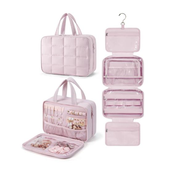Portable Cosmetic Bag Large Capacity Jewelry Organizer Multi Compartments Classification Storage Travel Trip Home Office School Travel Toilet