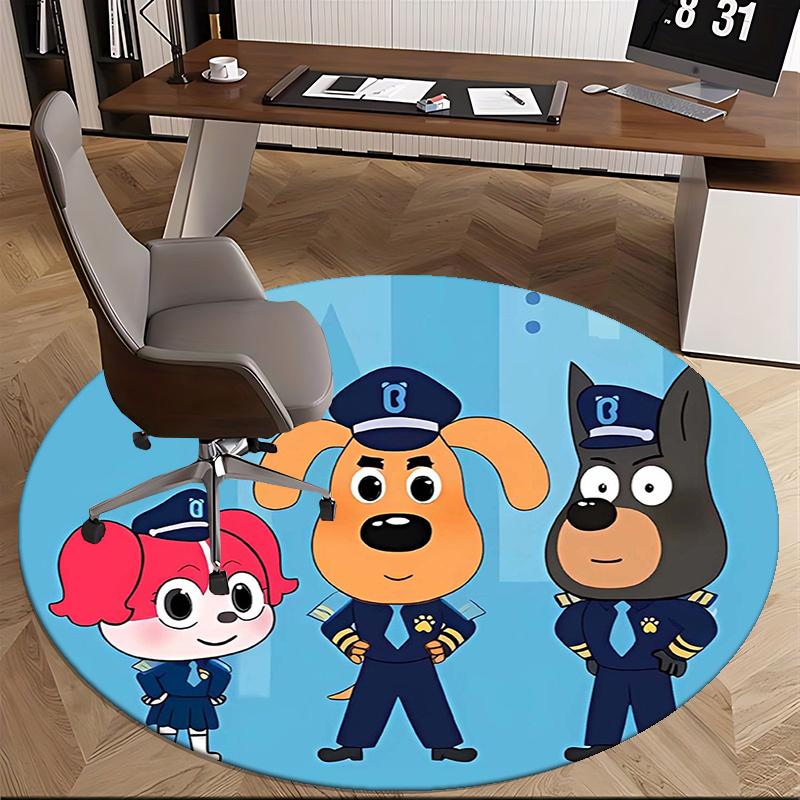 Police Dog,Uniformed Pals Chair mat Round Rug Office carpet, Non slip, Suitable for Living Rooms, Bedrooms,Decor1205958a