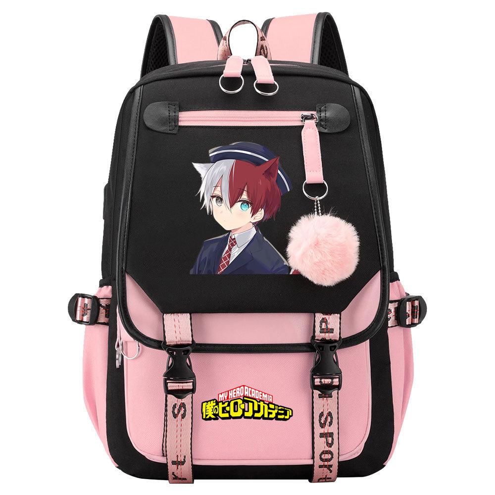 Day Man My Hero Academy USB Teen Student School Bag Men's and Women's Casual Webbing Flip Backpack