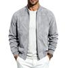 Giacca da uomo in camoscio casual con colletto da baseball, chiusura lampo, giacca da volo retrò