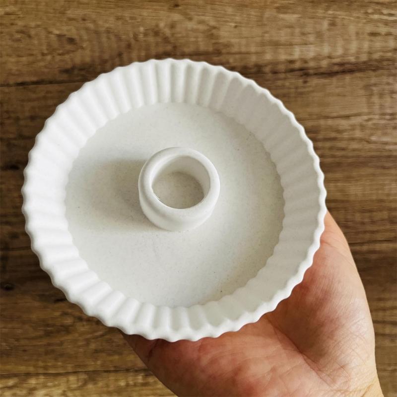 Kerzenständer Silikonform Gestreifte Tellerförmige Kerzenhalterformen Gips-Kerzenhalterform Stilvolle Heimdekorationen