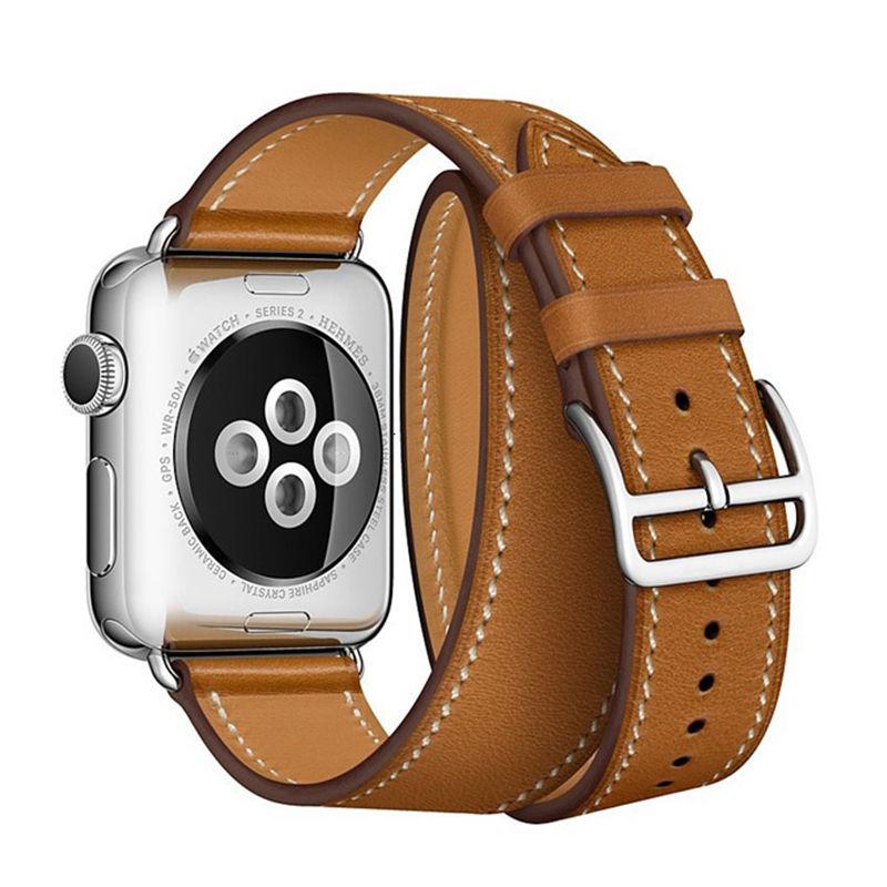 Double Tour Strap für Apple Watch Armband 45mm 41mm 44mm/40mm 42mm/38mm Lederarmband iWatch Serie 5 4 3 Se 6 7 Band