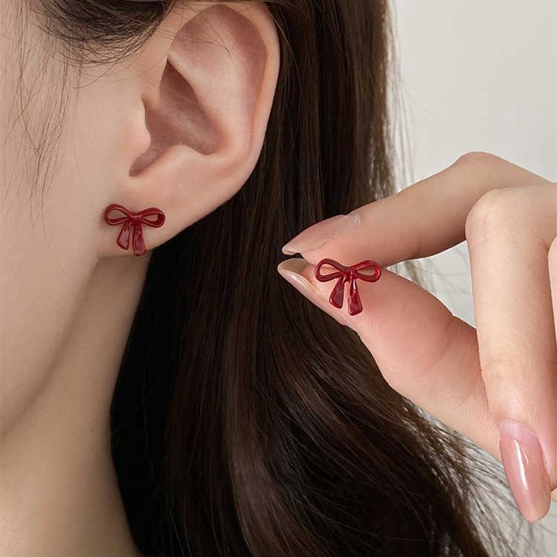 High End Bow Earrings, Retro Hong Kong Style Earrings, Women'S Niche Design Light Luxury Earrings