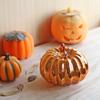 LED Pumpkin Lantern with Built-in Smart Timer Soft Warm Glow Battery-Powered Glass Pumpkin Shape Lantern Home Halloween Decor