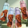 1pz Ritratto Testa Bassotto Marrone 750ml Plastica Colorata Borraccia Sportiva Anti-perdita Tappo a Vite con Cannuccia a Flip Per Sport Ufficio Uso Domestico