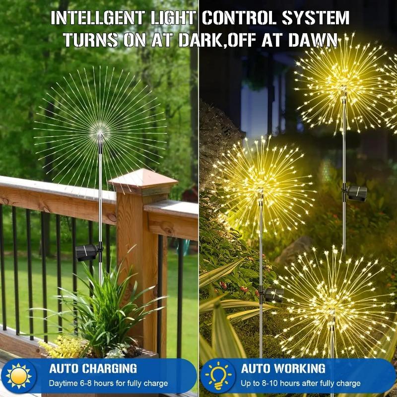 Solar Firework Lights Powered Garden Lighting Outdoor Landscape Lights 200 LED Firework Lawn Lamps Garden Path Decoration