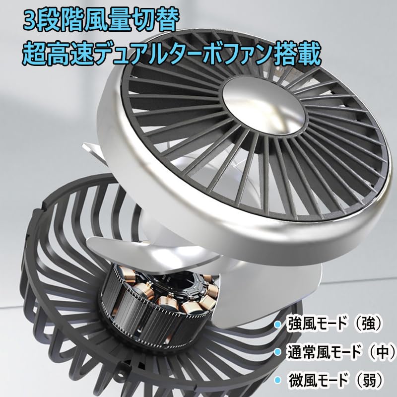 (New in Summer) Car Fan, Car Fan, USB Power Supply, Light Included, Double-Headed Headrest