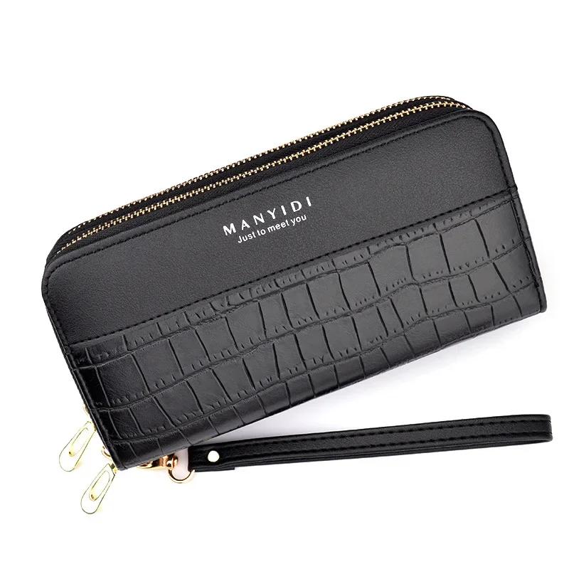 

New Women s Wallet Female Long Large Capacity Double Layer Soft Leather Change Mobile Phone Bag Clutch Purse темно-рожевого кольору