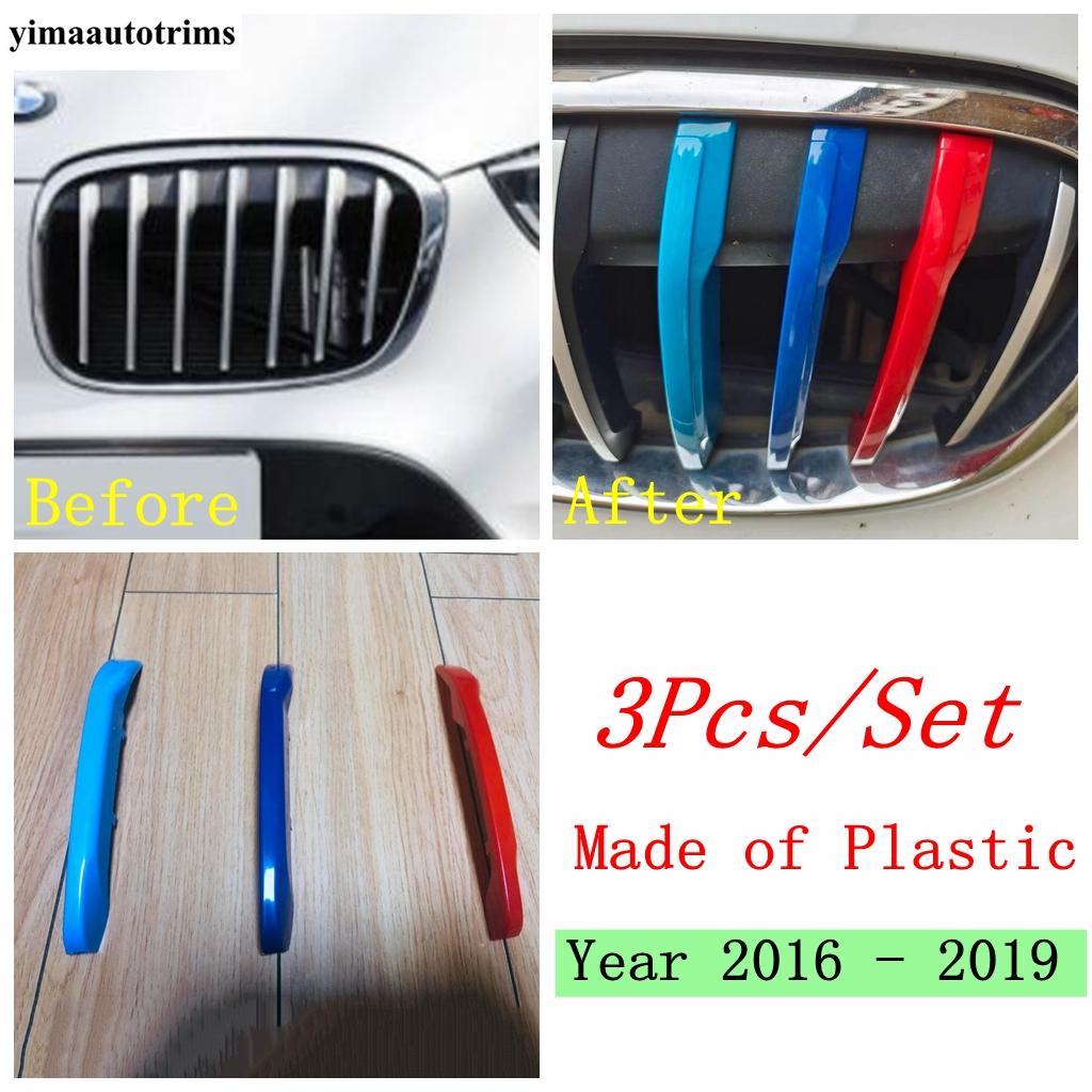 

For BMW X1 F48 2016 - 3PC Three Color Front Grille Air Intake Mesh Net Decorative Strip Decoration Cover Trim Accessories Year 2016 - 2019