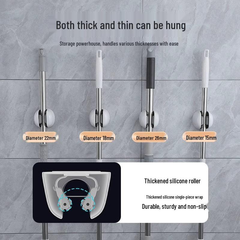 Punch-Free Wall-Mounted Mop and Broom Holder