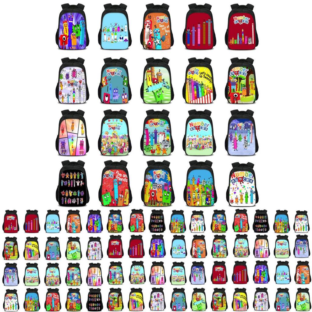 Plecak dla dzieci chłopców dziewcząt Numberblocks Torba szkolna Plecak podróżny Duża pojemność Wytrzymały materiał nylonowy Przestronna pojemność 20 l Wiele przegródek