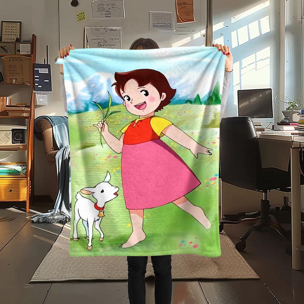 1 Stück Heidi Alpen Cartoon-Druck Flanelldecke, Hohe Qualität für alle Jahreszeiten, Heimdekoration, Wärme und Komfort, Perfekt für Weihnachtsgeschenke