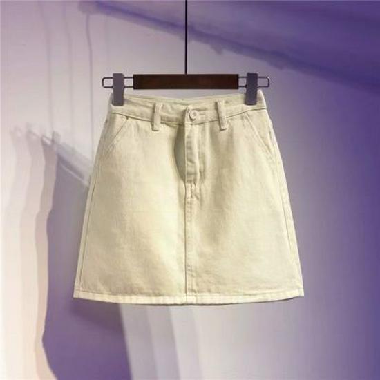 Plus Size Denim Midi Skirt - High Waist Casual Spring/Summer A-Line Bodycon Skirt for Women