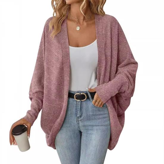 Women Batwing Sleeve Sweater Cardigan Casual Oversized Open Front Knit