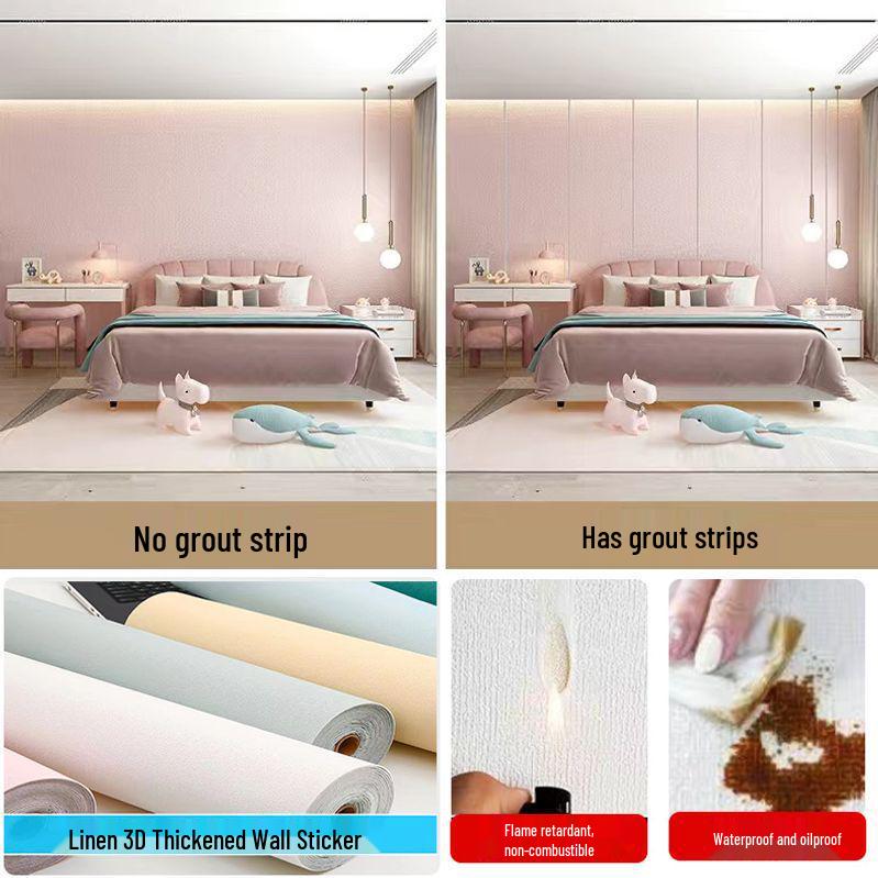 3D Waterproof Self-Adhesive Coarse Peel Wallpaper for Bathrooms, Bedrooms, Kitchens - Mold & Oil-Proof, Moisture Resistant.