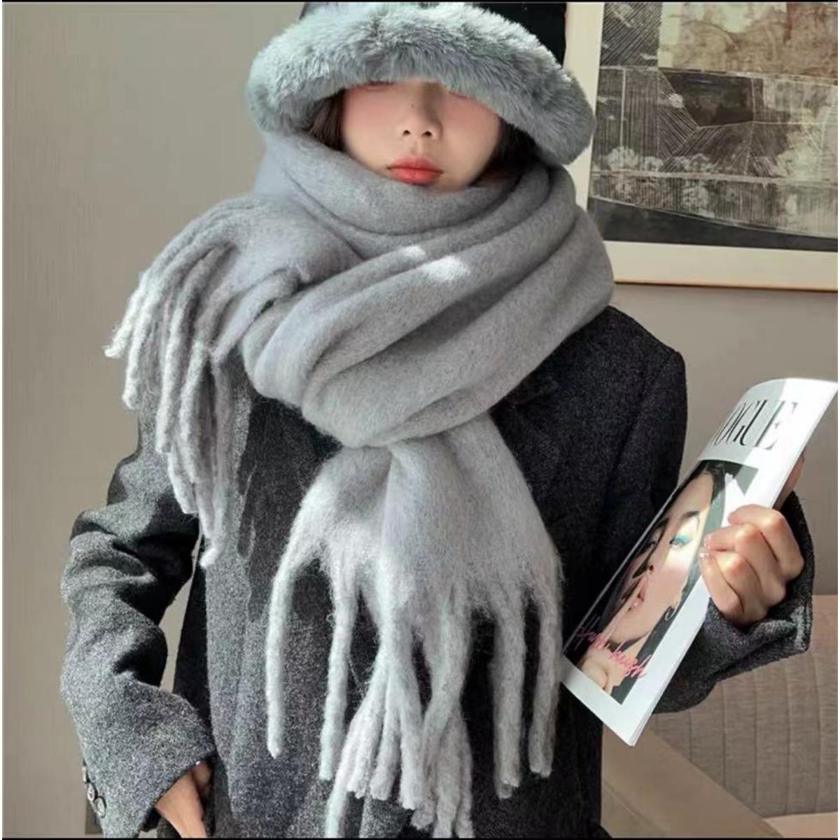 

Осень и Зима Новый Мохер Мягкий и Пушистый Однотонный Шарф для Женщин Зимний Универсальный Имитация Кашемира Толстая Теплая Шаль Large version