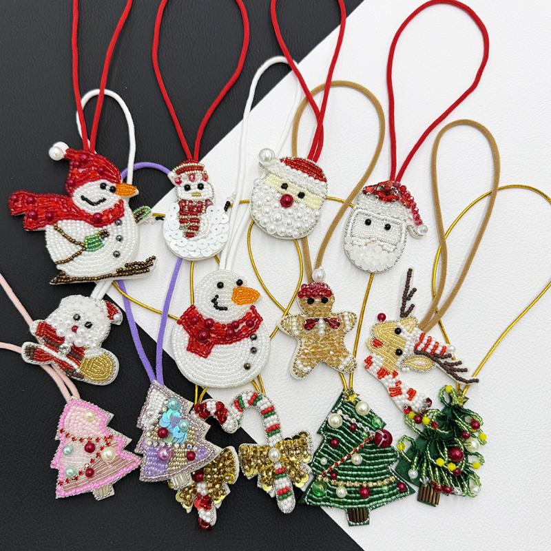 Weihnanhänger Süßes DIY Handgemachter Perlenbeutelanhänger Schneemann Pailletten Schlüsselanhänger Stoffdekorationen Für Bekleidungszubehör