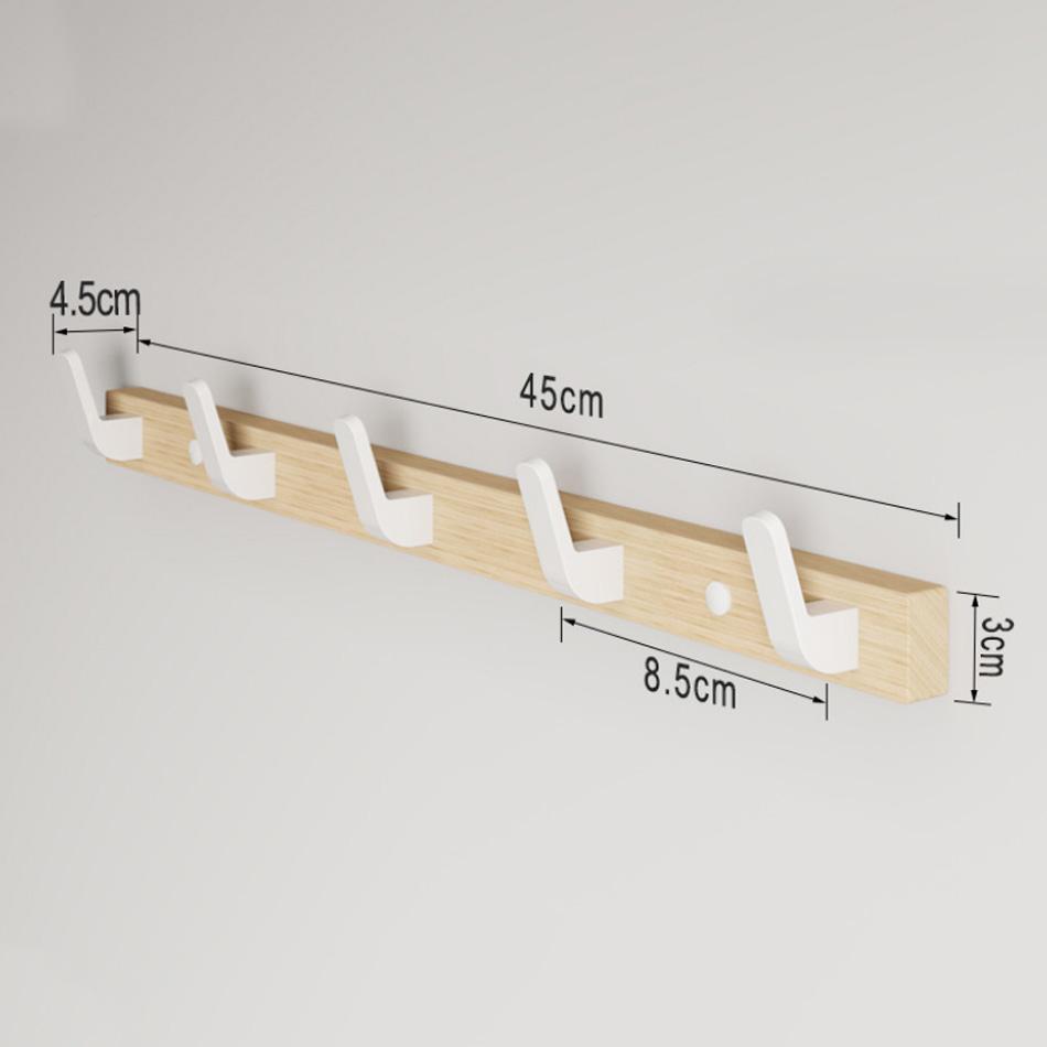 Wood Wall Hook White Black Aluminum Creative 3 4 5 6 Row Hooks for Bathroom Kitchen Door Decorative Coat Towel Key Holder Hanger