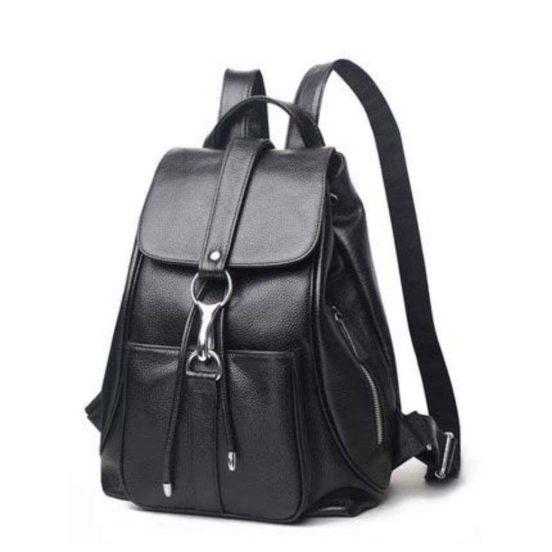 

Leather Casual Backpacks, Fashionable and Versatile Soft Leather Backpacks, Large Leather Bags чёрный