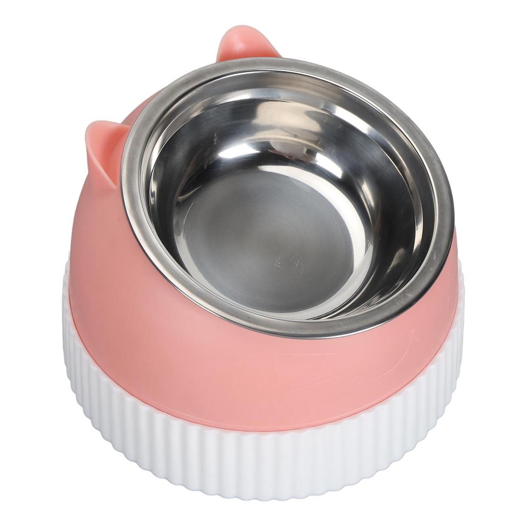 Raised Cat Bowl 15 Degrees  Tilted Anti Slip Plastic Slower Feeder Cat Food Dual Bowls for Cats and Puppy