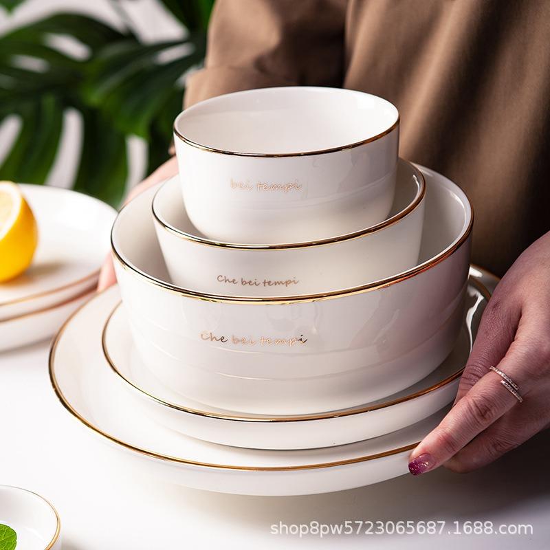 Dish set, household creative tableware, wind ceramics, Phnom Penh, breakfast, rice bowl, chopsticks