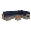 9 Piece Grey Garden Sofa Set with Cushions Poly Rattan
